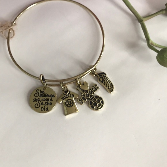 Gold Toned Soccer Charm Bracelet - Picture 2 of 2